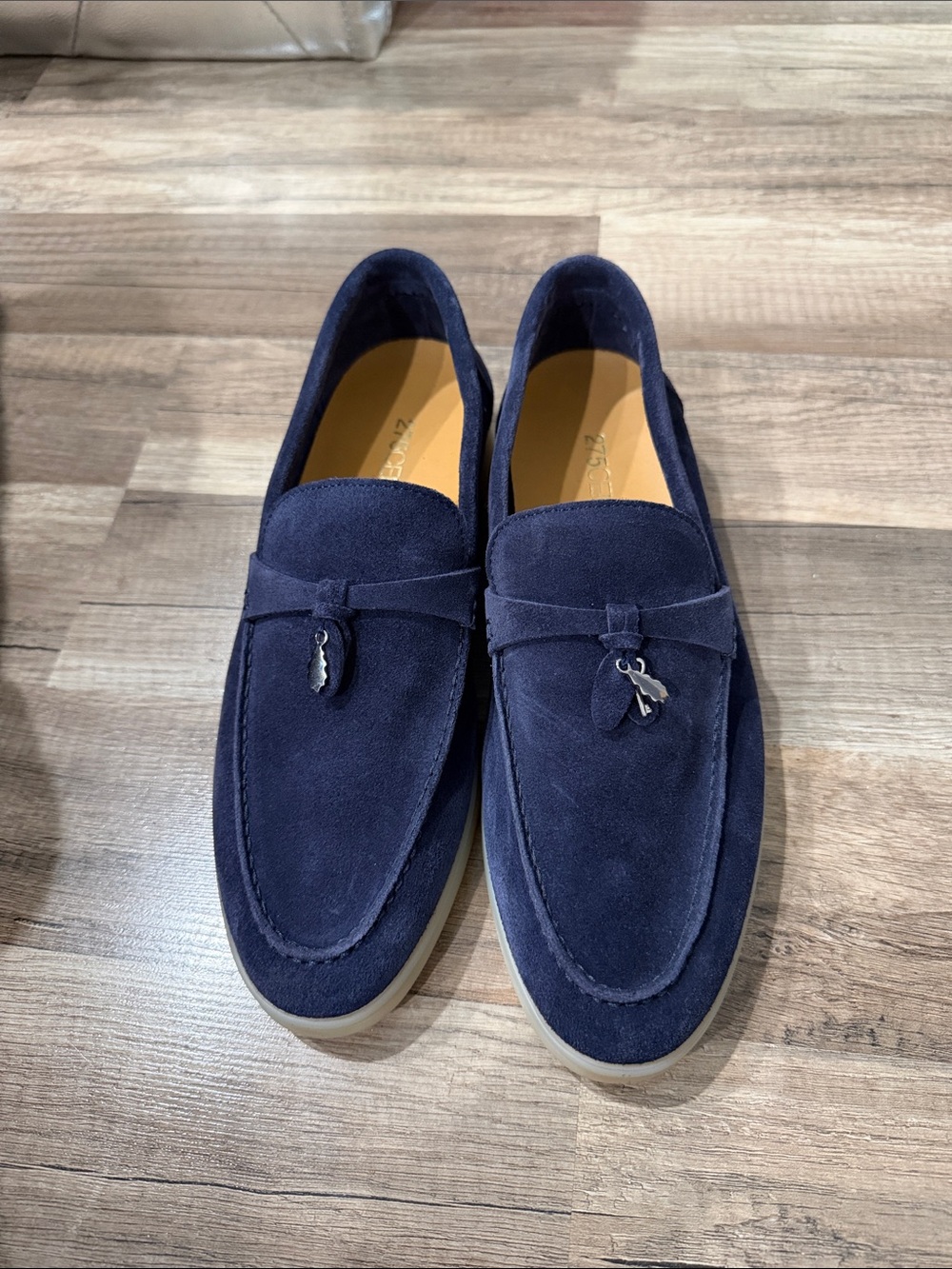 Suede Tassel Loafers in Navy Blue - Classic Slip-On Style